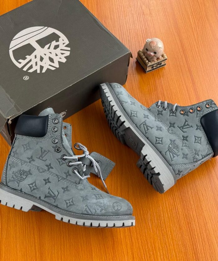 Grey Monogram 6 Inch Style Ankle Boots