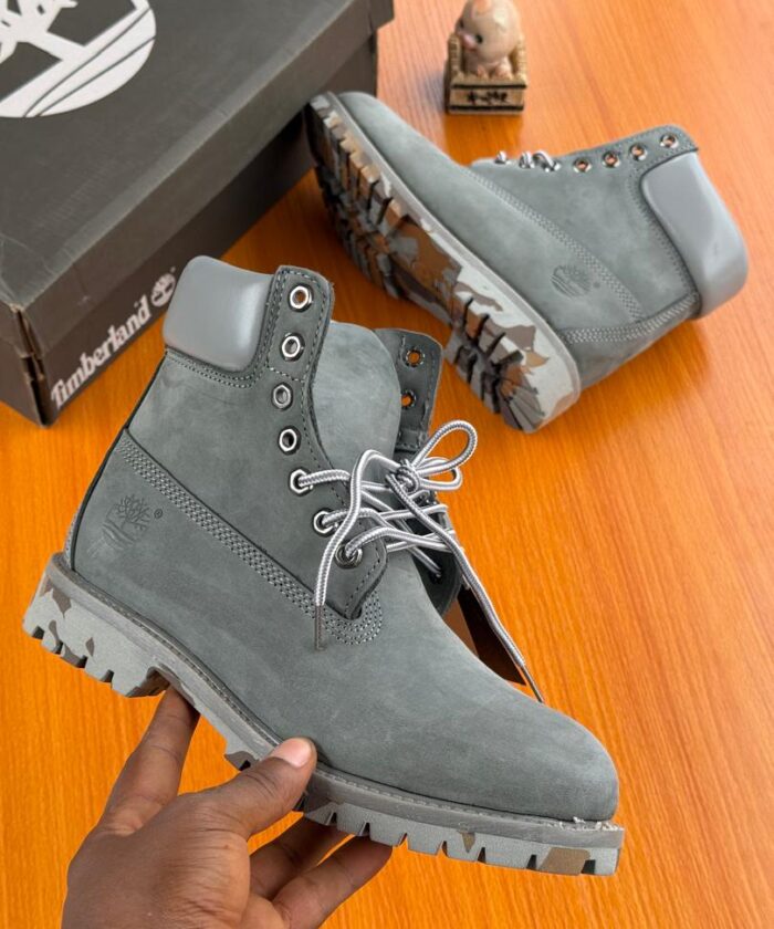 Grey Waterproof Boots Camo Sole Accent