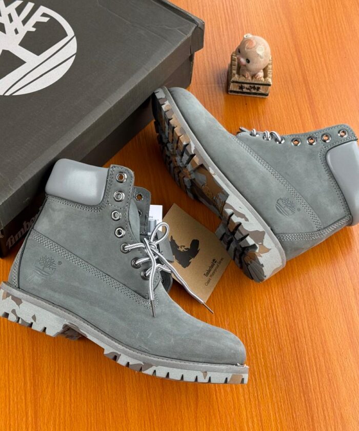 Grey Waterproof Boots Camo Sole Accent