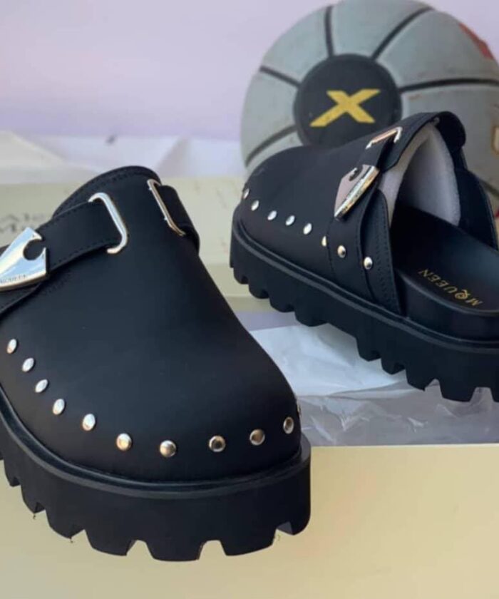Mens Black Platform Clogs Chunky Lug Sole