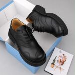 Mint Green Black Glossy Color Block Thick Sole Derby Shoes