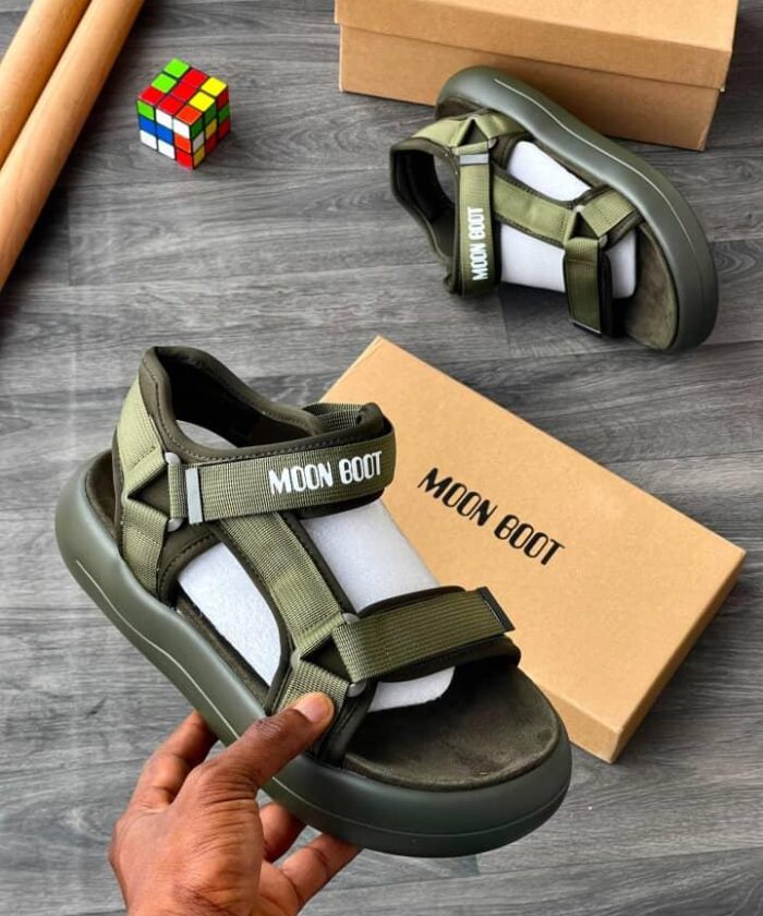 Moon Boot Olive Green Velcro Platform Sandals