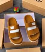 Olive Green Double Strap Platform Slide Sandals
