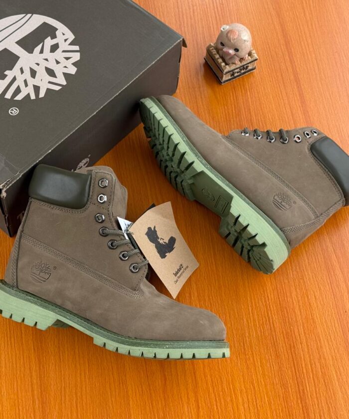 Olive Green Grey Nubuck 6 Inch Waterproof Ankle Boots