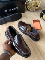 Saint Laurent Black Patent Leather Penny Loafers