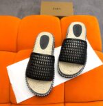 White Woven Espadrille Slides