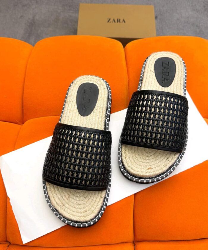 White Woven Espadrille Slides