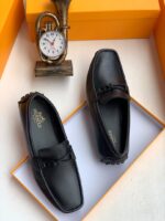 Brown Leather Driving Moccasins Studded Rubber Sole