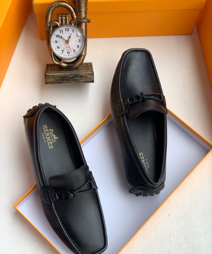 Brown Leather Driving Moccasins Studded Rubber Sole