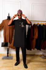 Crisp Black Kaftan Fashion Portrait