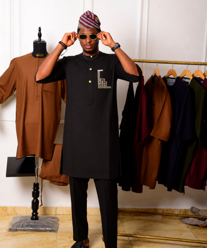 Crisp Black Kaftan Fashion Portrait