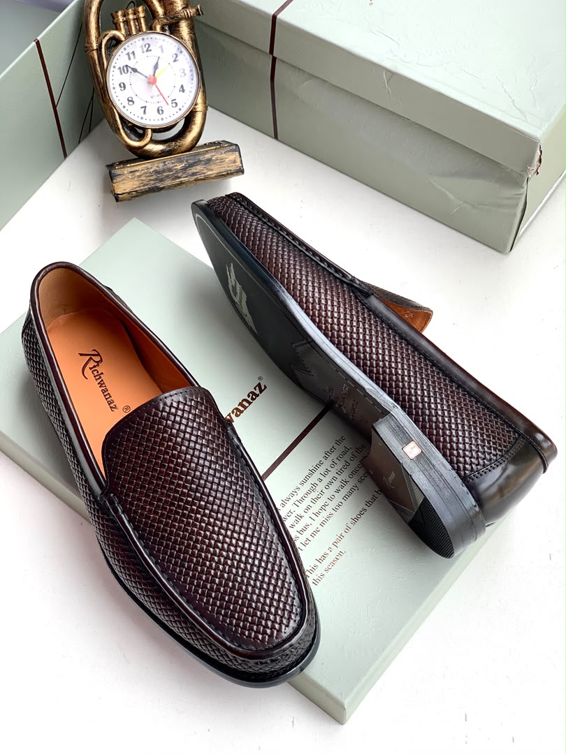 Dark Brown Woven Leather Slip On Loafers Dark Brown Woven Leather Slip On Loafers