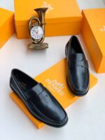 Hermes Paris Leather Penny Loafers - Image 2
