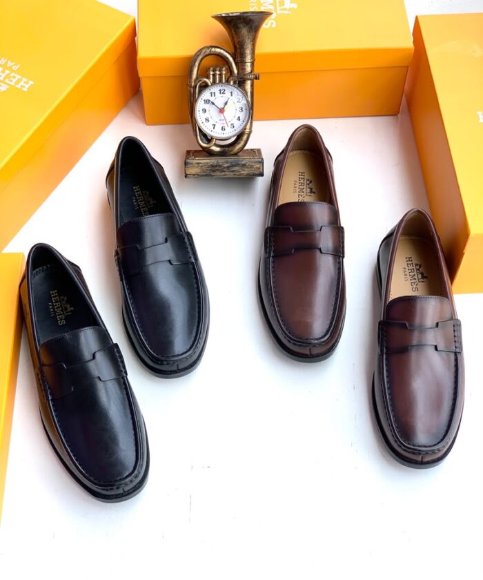 Hermes Paris Leather Penny Loafers