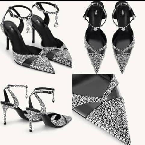 JW PEI Haidi Black Artificial Crystal Pumps