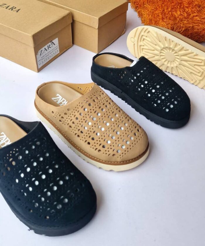 Perforated Cut Out Suede Mules