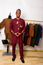 Polished Burgundy Nigerian Kaftan Portrait