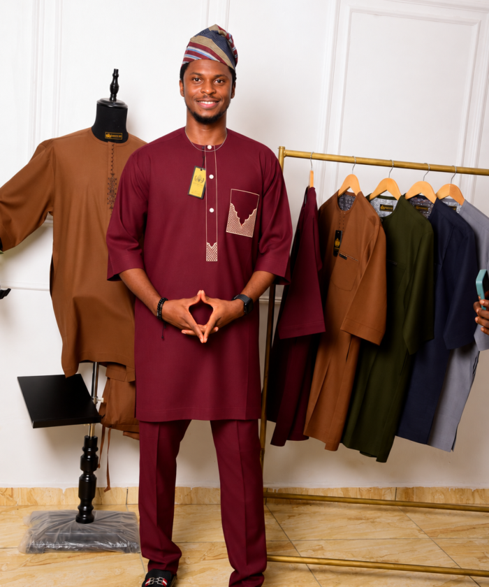 Polished Burgundy Nigerian Kaftan Portrait