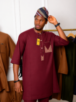 Polished Burgundy Nigerian Kaftan Portrait