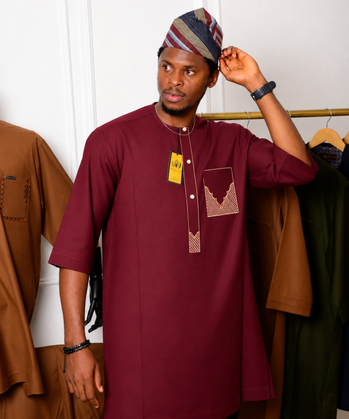 Polished Burgundy Nigerian Kaftan Portrait
