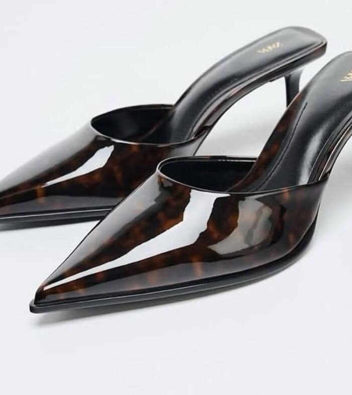 Tortoise Shell Kitten Heel Mules